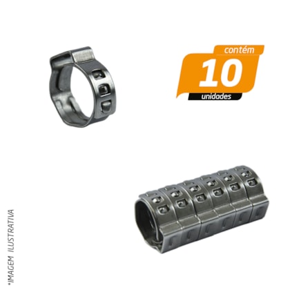 Abraçadeira Aperto Radial Fita 7mm para Combustível Aço Inox 11,5 x 14mm - Suprens - 10 Unidades