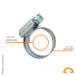 Abraçadeira de Rosca Sem Fim 12,5mm 14 x 22mm - Renox - 10 Unidades