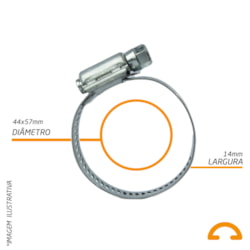 Abraçadeira de Rosca Sem Fim 14mm 44 x 57mm - Rexon - 10 Unidades