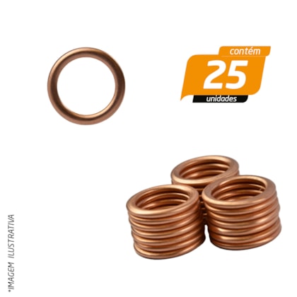 Arruela Cobre Carter Renault 16 x 22mm - 25 Unidades