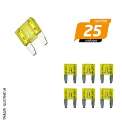 Fusível Encaixe Mini 20 Amperes Amarelo - Hikari - 25 Unidades