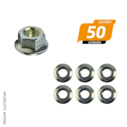 Porca Sextavada Flangeada Zincado 6 x 1mm - 50 Unidades